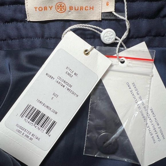 Tory Burch Green Red Blue Gold Purple Cream Tartan Plaid Tweed Skirt Size 6 - Picture 12 of 13